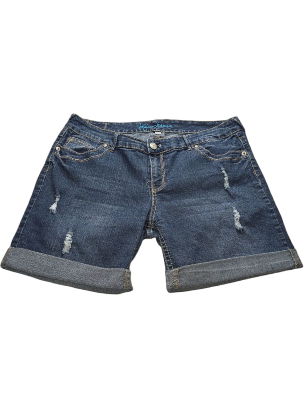 Juniors Ariya Jean Shorts Size 13 Blue Distressed Cuffed